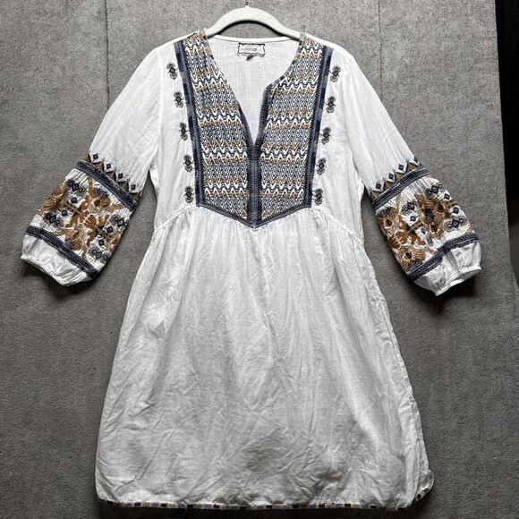 Johnny Was Tops - Johnny‎ Was Workshop Tunic Embroidered Top Small Dress Swim Cover Up